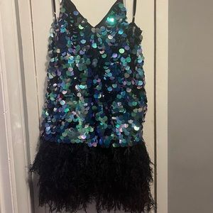 Blue & Purple Sequin Mini Dress S